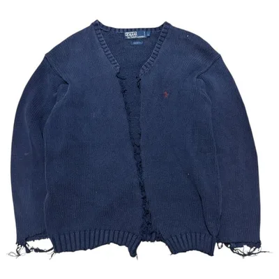 90sPolo by Ralph Lauren ダメージ加工 ニットカーディガン