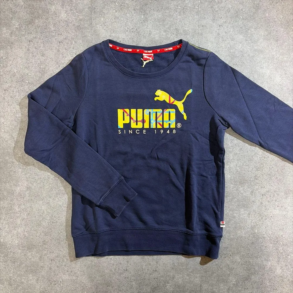 PUMA プーマ 長袖Tシャツカットソー ネイビー レディース 長袖 古着220