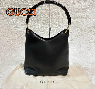 GUCCI バンブー トートバッグ レザー 黒 ハンドバッグ