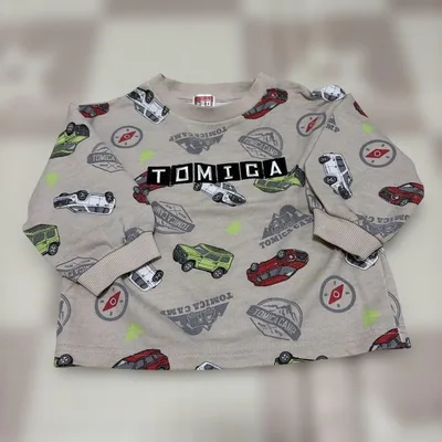 トミカ 総柄 長袖Tシャツ 薄手トレーナー 90