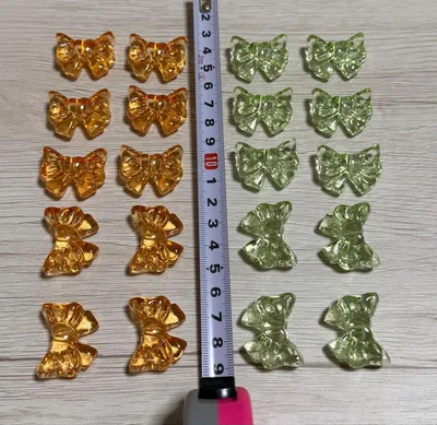 ハンドメイド リボン ビーズ オレンジ グリーン デコレーションパーツ 20個