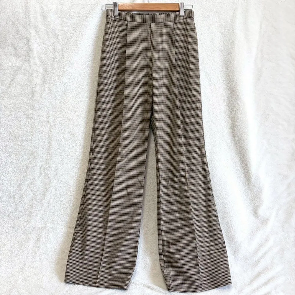 美品 rokh GU フレア カジュアルパンツ コラボ センタープレス 茶 M