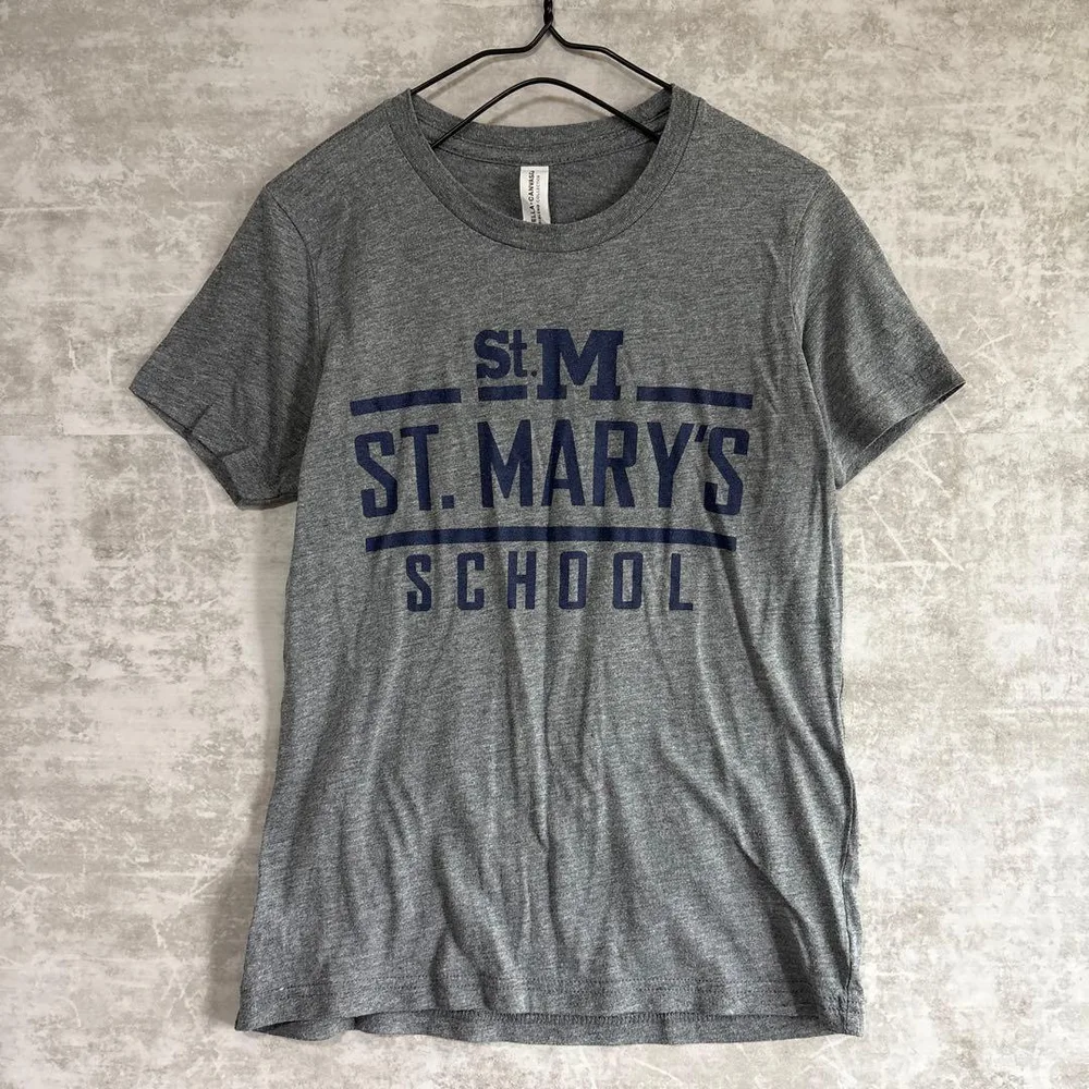 ベラキャンバス Tシャツ 半袖 クルーネック 英字ロゴ M 灰 通学 キッズ