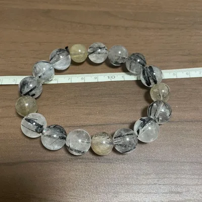 天然石 ブラックルチルクォーツ ブレスレット 数珠
