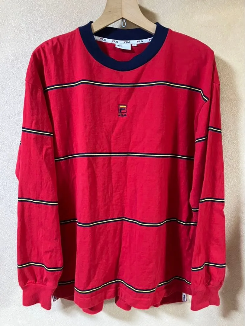 FILA フィラ ボーダー 長袖カットソー レッド