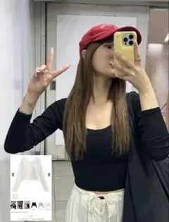 grl 長袖 Uネック ショート丈 トップス S