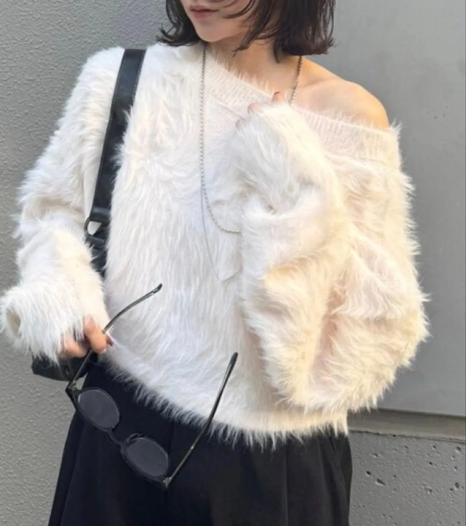mline シャギーチョーカーカーディガン