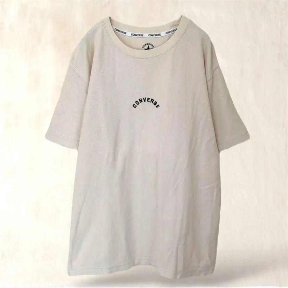 CONVERSE コンバース 半袖Tシャツ M ベージュ シンプル ロゴ刺繍
