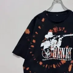US古着 リメイク Tシャツ 銃器メーカー HENRY ブリーチ タイダイ 黒