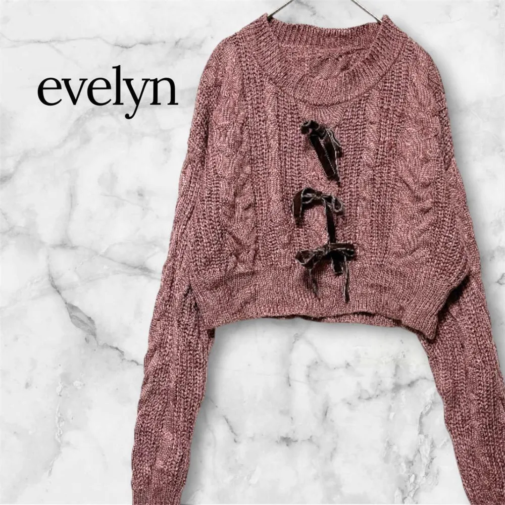 คาร์ดิแกนสั้น evelyn Ribbon Cable Knit M สีชมพู