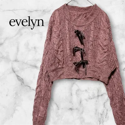 evelyn エブリン リボン ケーブルニット ショートカーディガン M ピンク