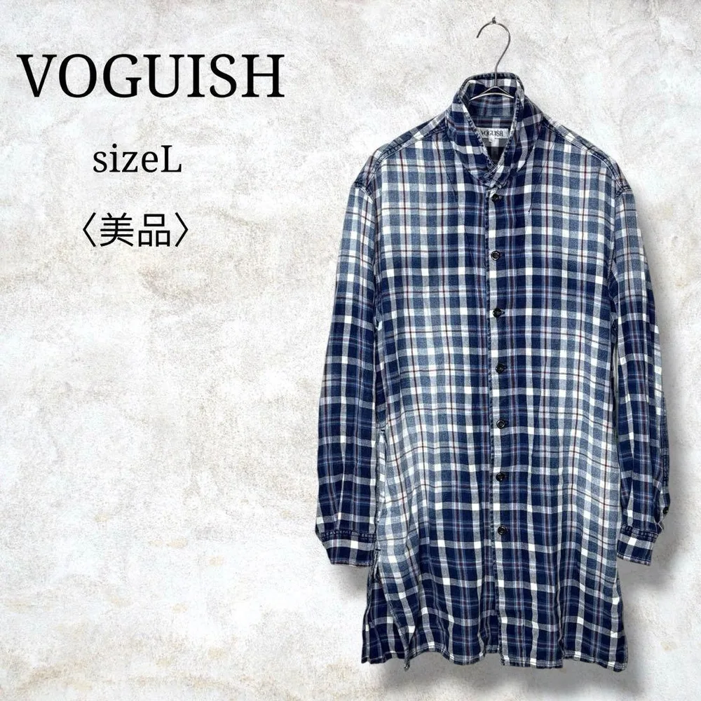 美品✨【ボーギッシュ】チェック柄ロングシャツ ネルシャツ ロックテイスト L