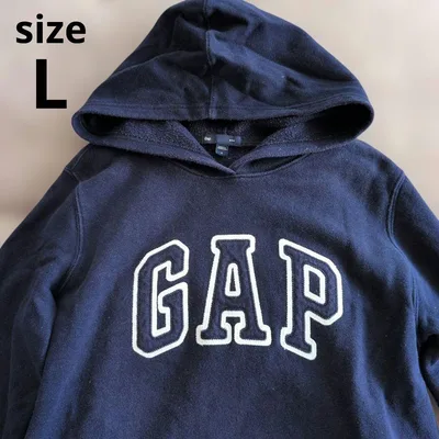 メンズ GAP ギャップ パーカー ネイビー ロゴ刺繍 Y2K