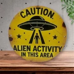 B110 木製 看板 インテリア 宇宙人 UFO 置物 アメリカン雑貨