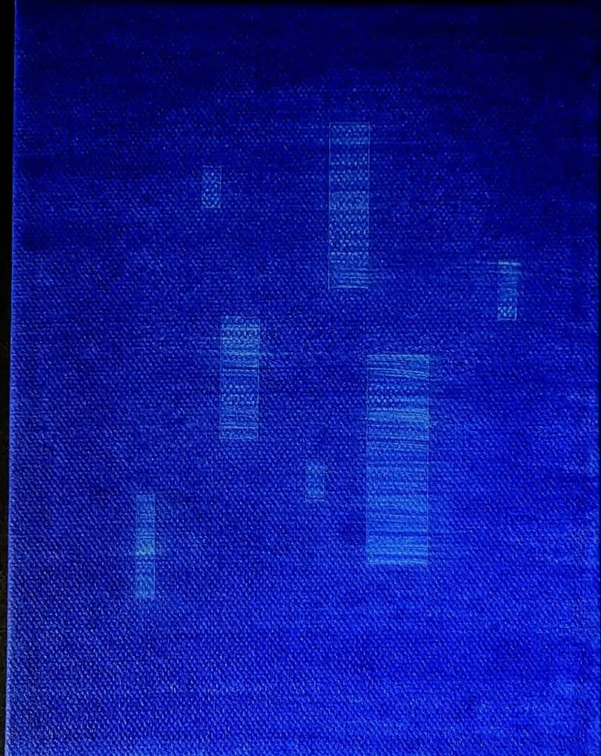 「青の静寂 2」 キャンバスボード アナログ手描き原画 自作の一点物
