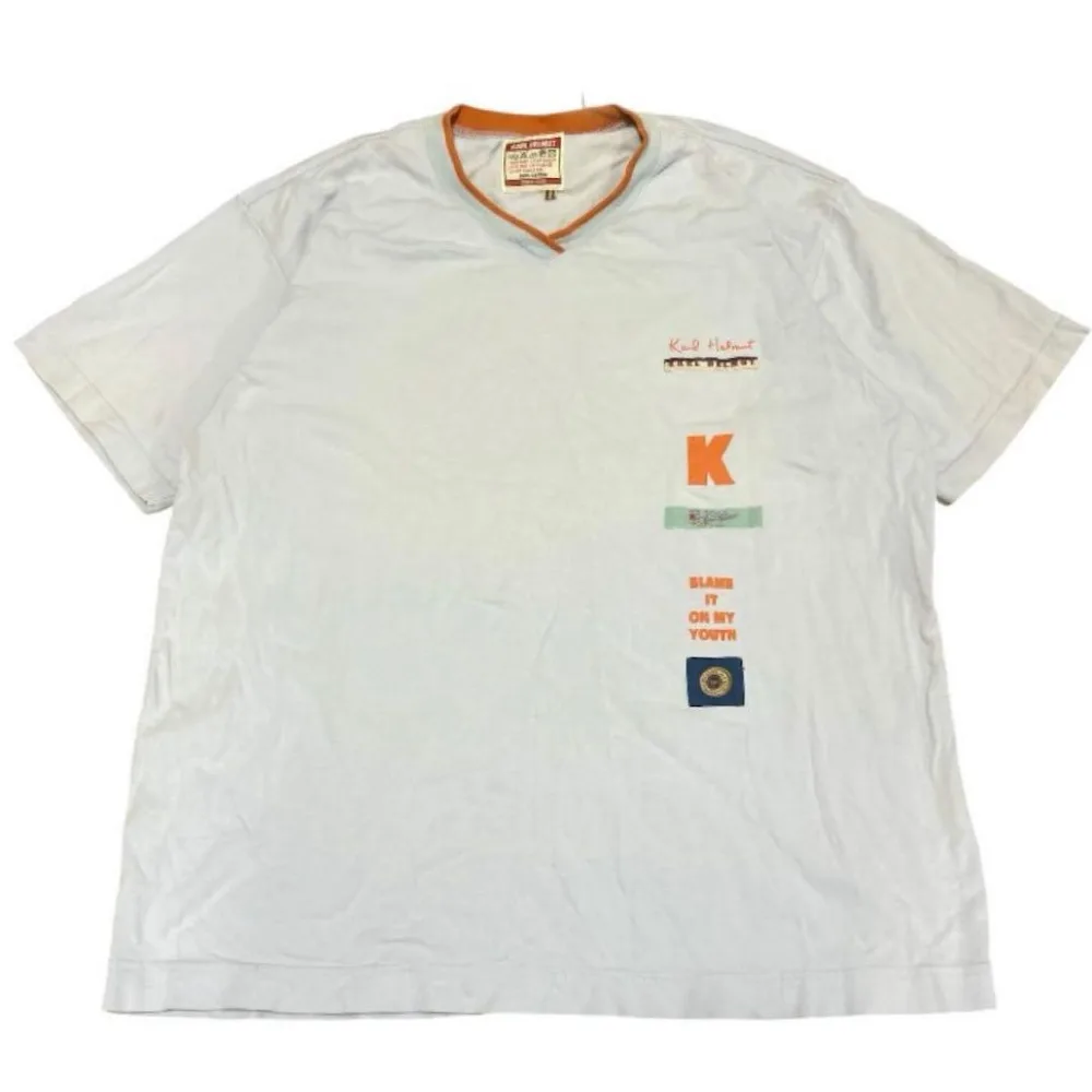 00s KARL HELMUT Tシャツ Vネック ライトブルー