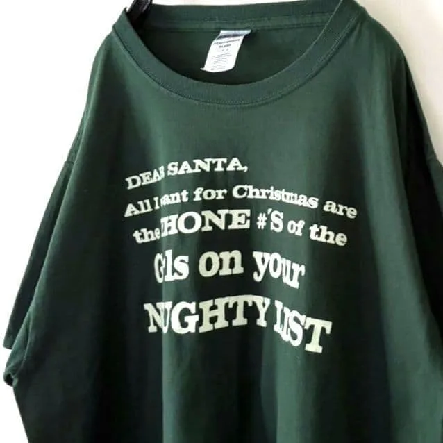 ジャージーズ クリスマス ジョーク メッセージ Tシャツ L グリーン 緑 古着