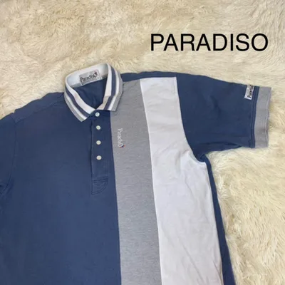 E2223【ゴルフ美品切替デザイン】パラディーゾParadiso ポロシャツ L