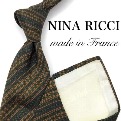 NINA RICCI ネクタイ カーキ ブラウン ストライプ レジメンタル 総柄