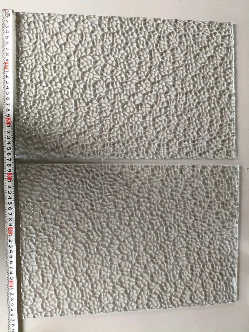 昭和レトロ ガラス板 42.5×28.5・42×26.5 2枚セット 石目模様