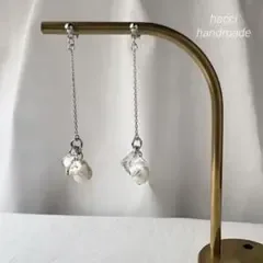#515 淡水パール×スワロフスキークリスタル チェーンピアス/イヤリング変更可