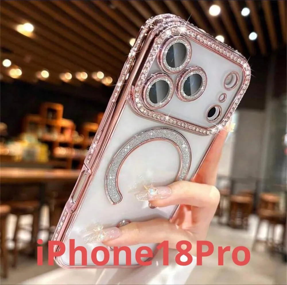 iPhone18Pro用ケース ラインストーン装飾 MagSafe対応3002