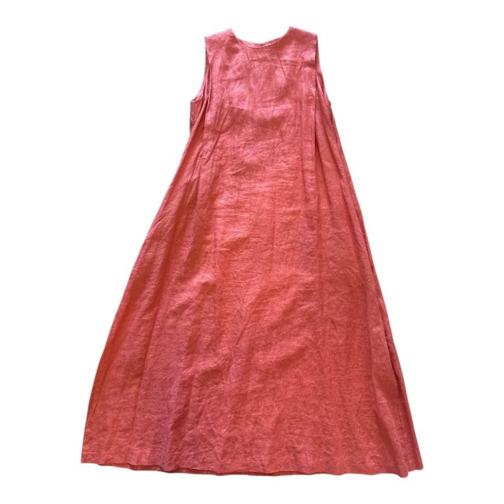 INED เดรสยาวแขนกุด สีส้ม ผ้าลินิน 100%