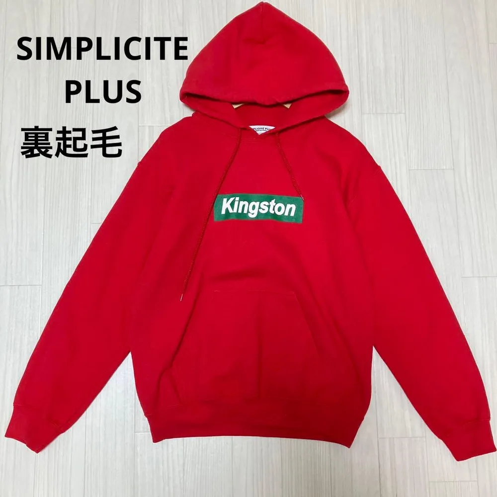 ◆ SIMPLICITE PLUS ロゴプリント フーディー パーカー 裏起毛