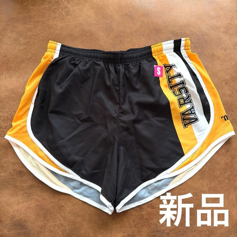 新品★VARSITY チアリーディング用ショートパンツ ブラック×イエロー S