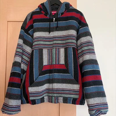 Supreme Woven Stripe Hooded Jacket Black