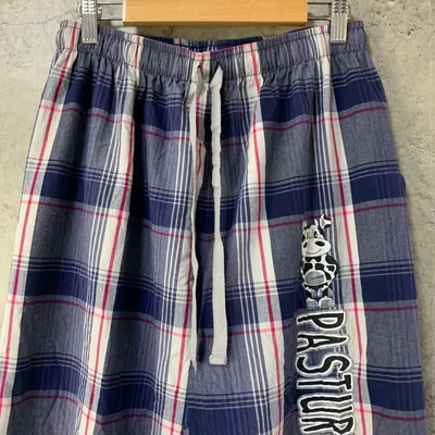 B4230古着 チェックパンツ パジャマパンツ グレー 紺 白 ピンク