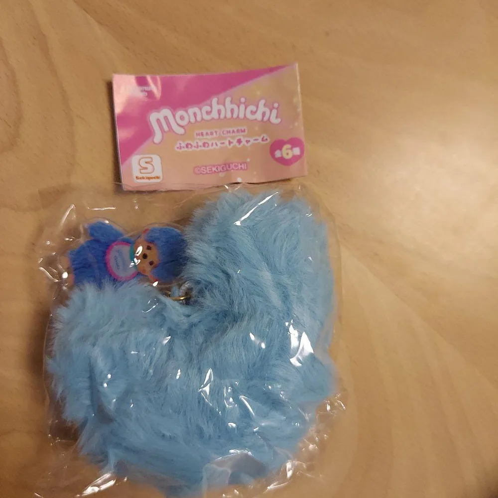 Monchhichi ふわふわハートチャーム ブルー