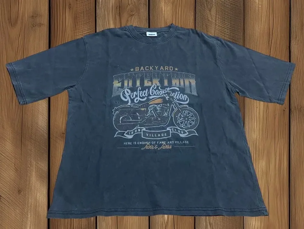 T*D様 MRU バイクTシャツ 墨黒 フェード グッドプリント