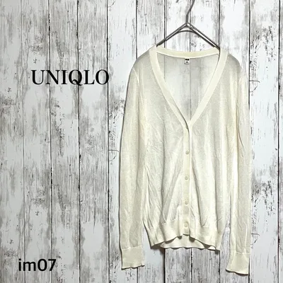 UNIQLO/カーディガン/M/長袖/シアー/薄手/オフホワイト/とろみ/羽織り