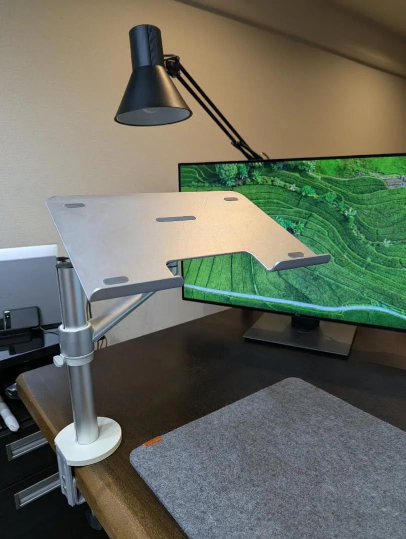 ノートPC用 デスクマウントアーム クランプ式 昇降 回転