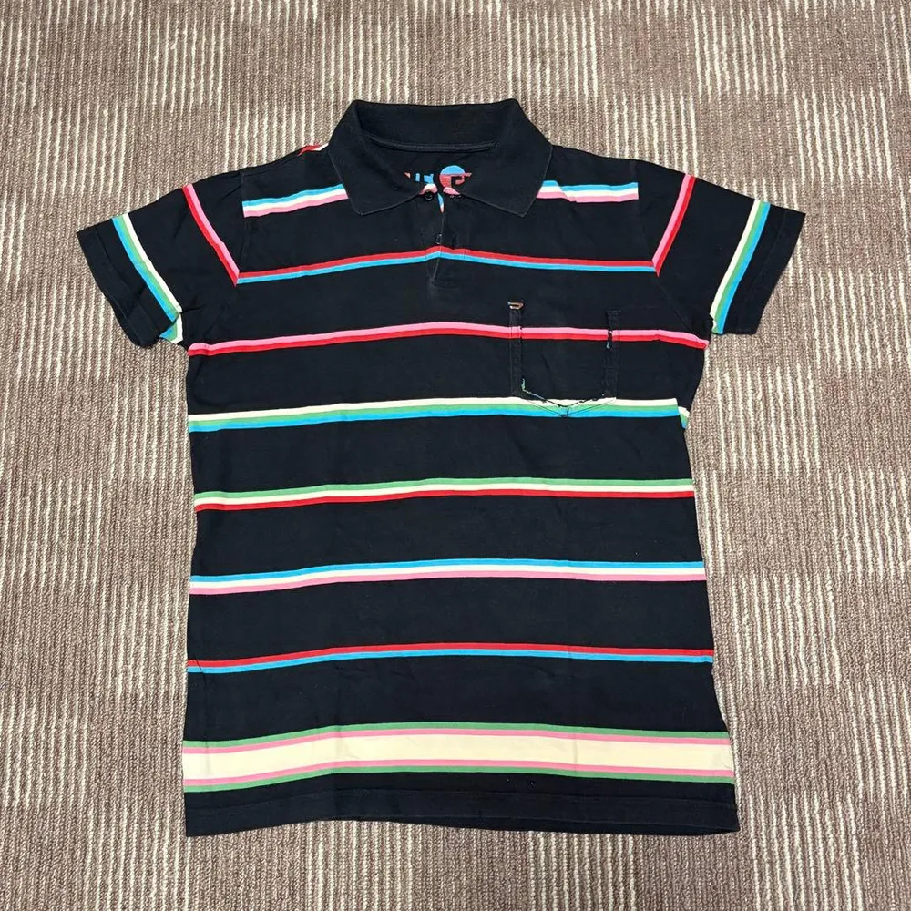 DIESEL ポロシャツ ブラック マルチボーダー S