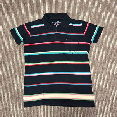 DIESEL ポロシャツ ブラック マルチボーダー S