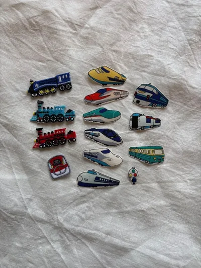 電車 新幹線 ワッペン 14個セット 刺繍 アイロンワッペン