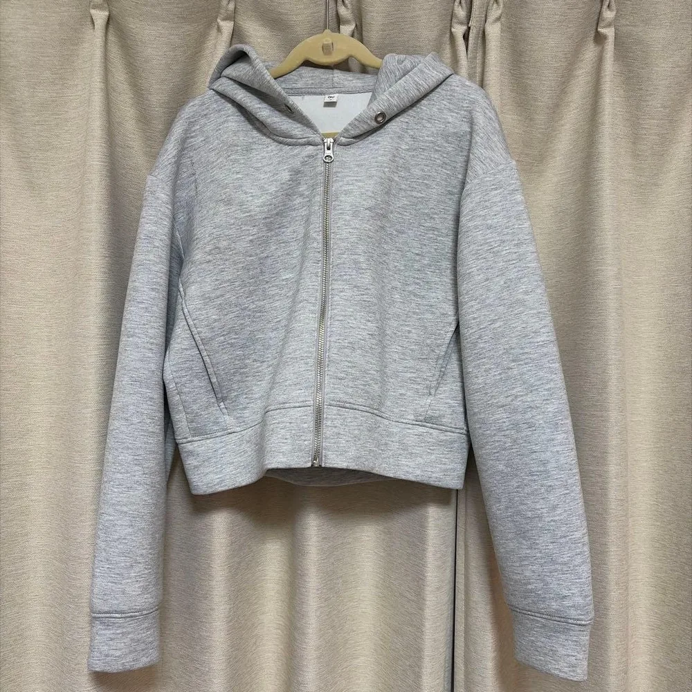 GU パフスウェットフルジップパーカ グレー M