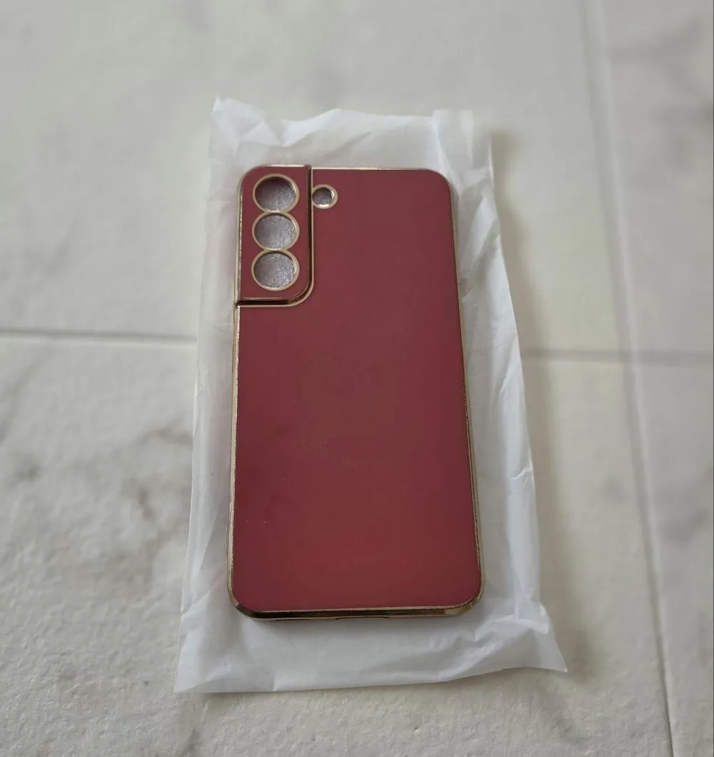 Galaxy S22 専用 ケース レッド ゴールドフレーム