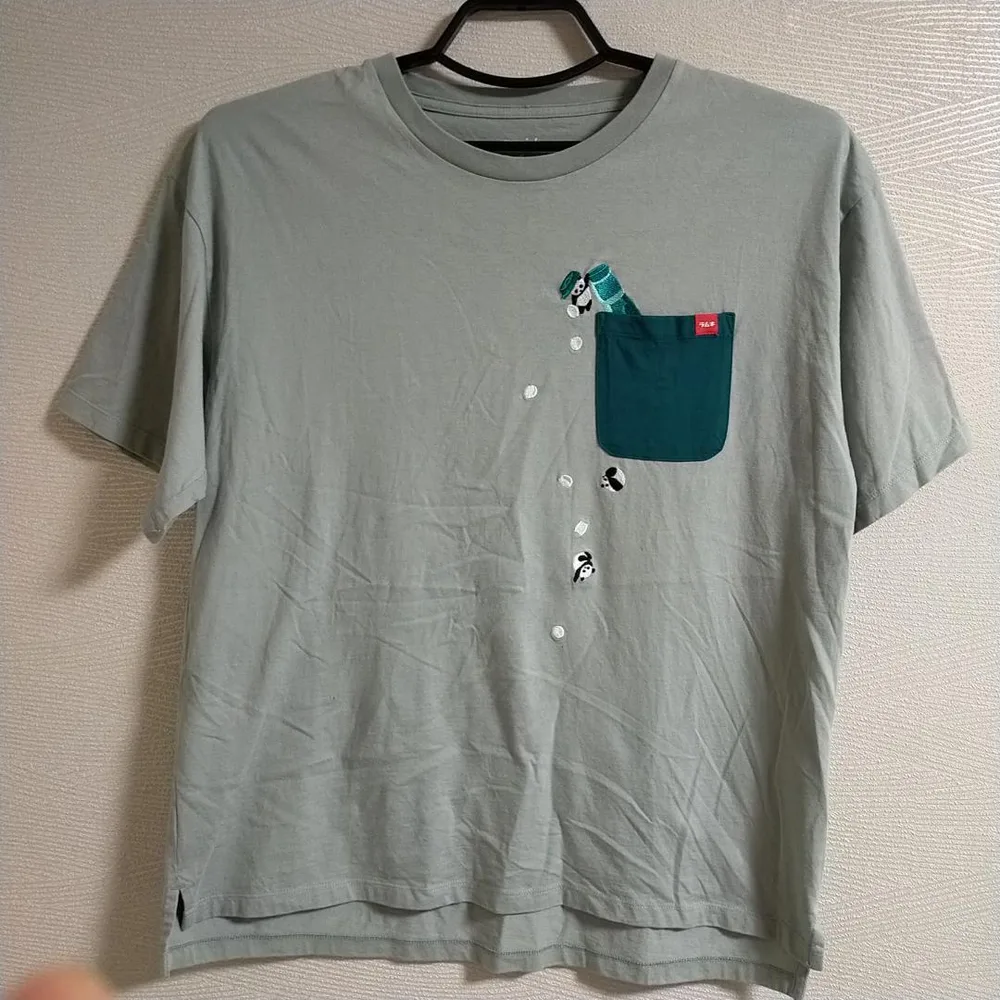 美品 森永ラムネ ローリングパンダズ グラニフ Tシャツ うぐいす XL