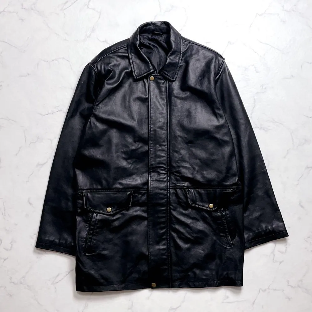 Vintage Lamb Leather Long Coat 3L Zip Up