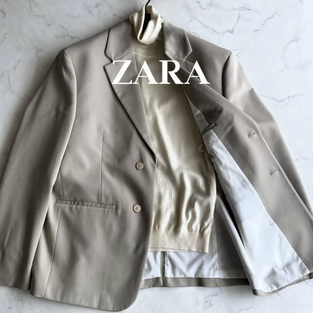 50/XL【未使用級】ZARA ザラ ベージュジャケット 春夏 清涼