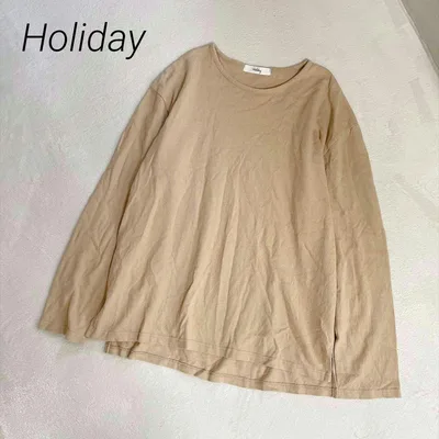 Holiday コットン カットソー ロンT クルーネック 長袖 無地