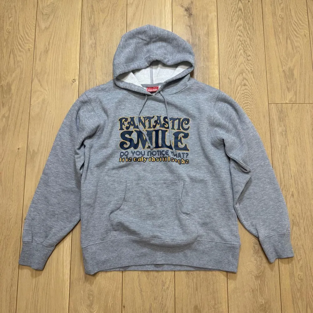 グレー プリント フード付きパーカー カジュアル レディース L