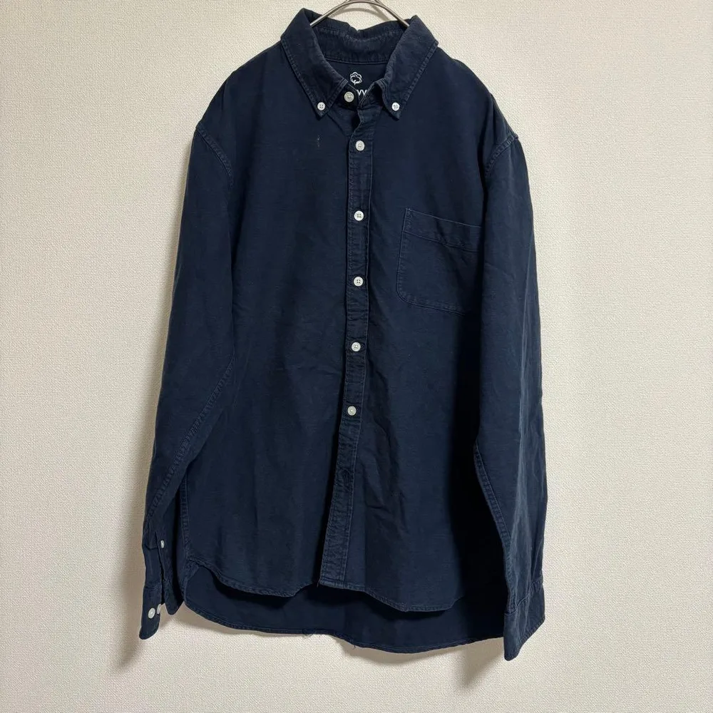 NAVY 長袖シャツ ネイビー ボタンダウン XL