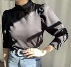 SALE中*【新品】Ameri CUT OUT SHEER COLLAR TOP