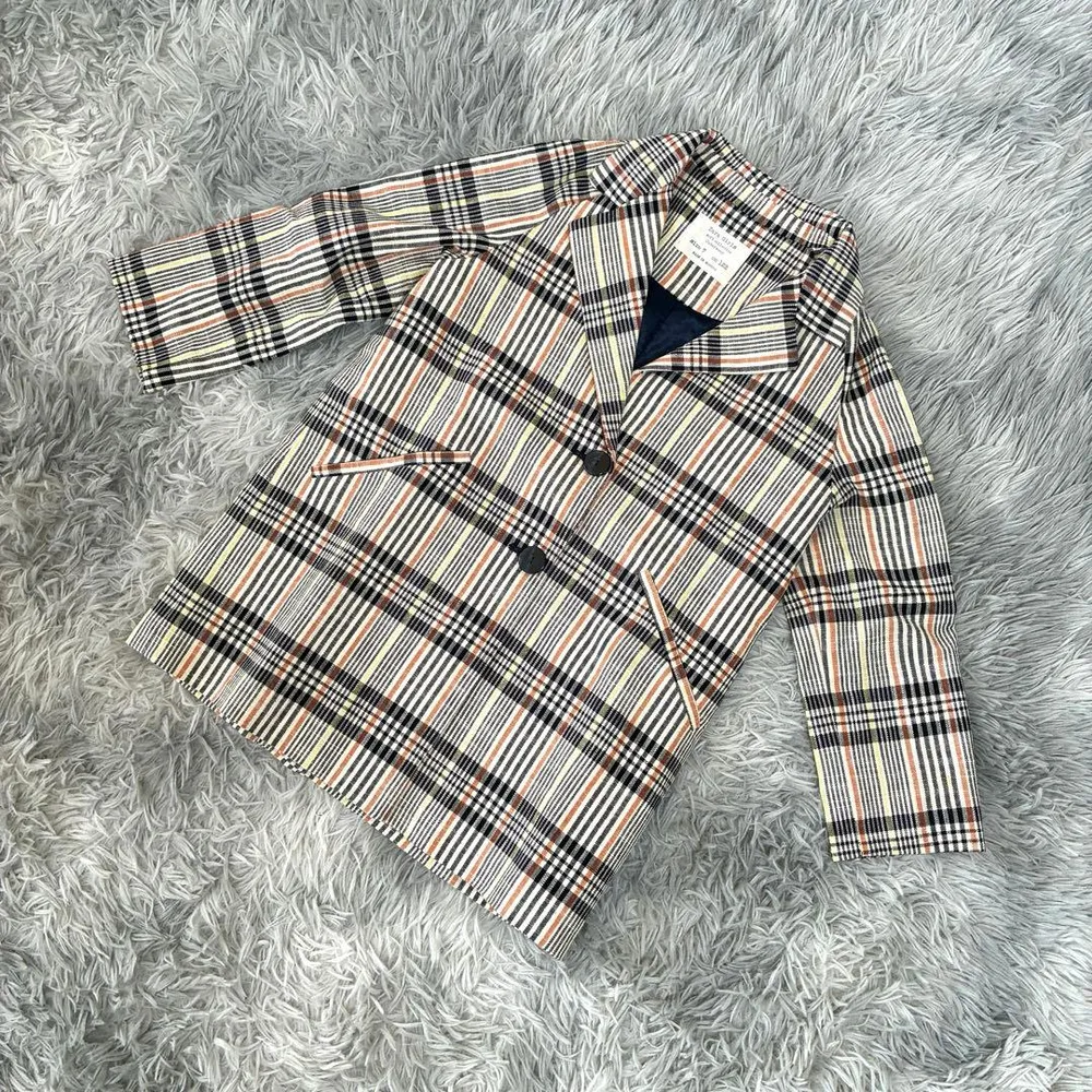 ZARA 120 テーラードジャケット チェック ベージュ 七五三 入学式