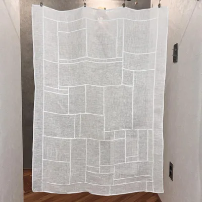 ポジャギ カフェカーテン ハンドメイド リネン 102.5×73.5