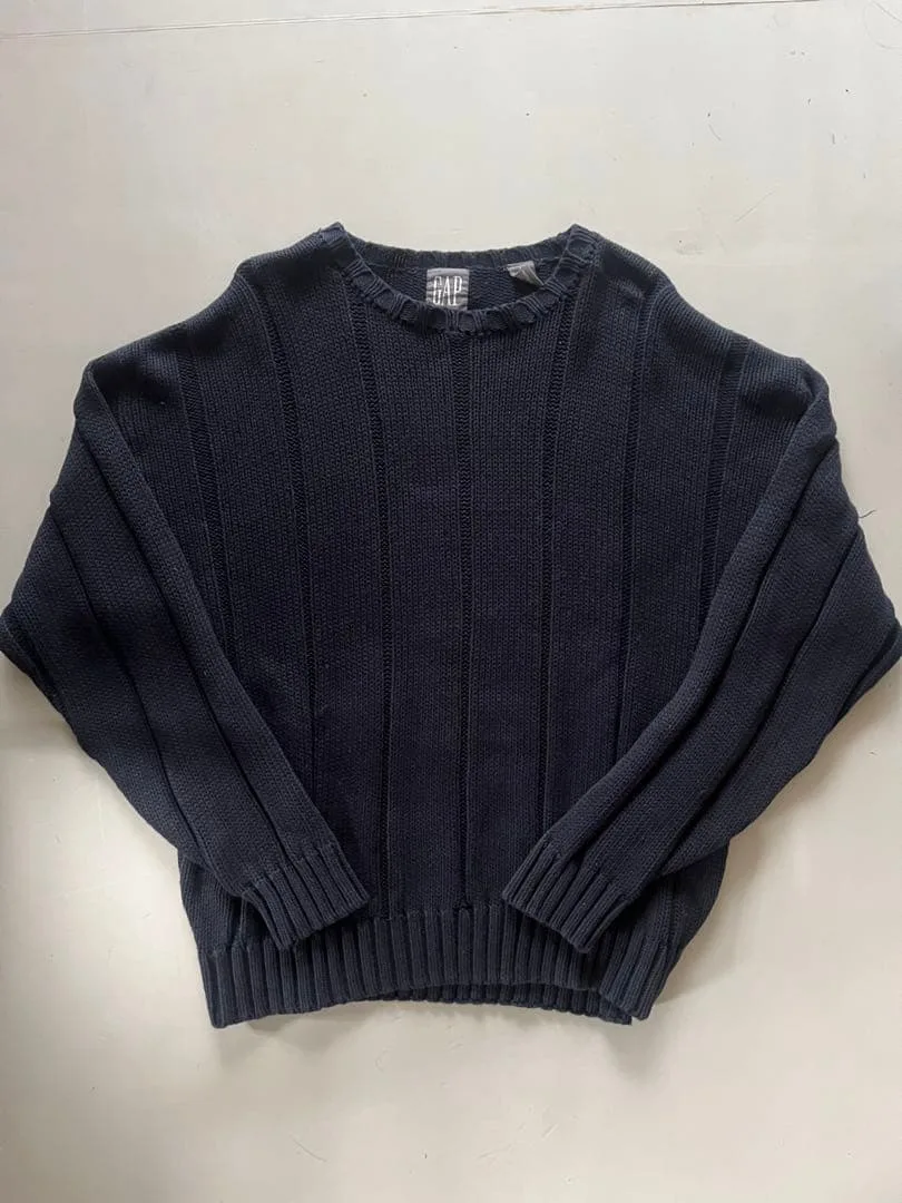 80s 90s~ 旧タグ GAP コットンニット ネイビー アクリル
